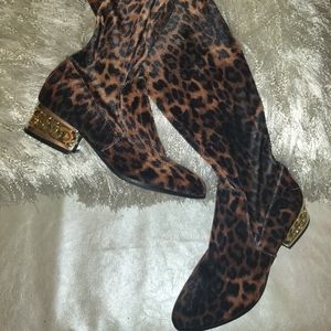 Over the knee Leopard Print Boots